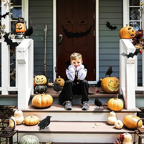 6 Pack Halloween Crow Decorations - Realistic Handmade Crow Black Feathered Crow, Halloween Crows and Ravens Decor, Scary Black Ravens Birds for Outdoors and Indoors Halloween Decor4