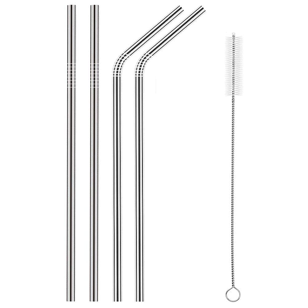 SAPRETAILER Stainless Steel Straws for Drinking with Brushes (2 Bent + 2 Straight + 1 Brushes)