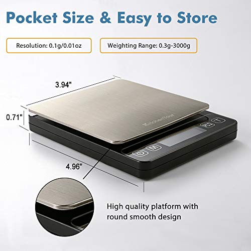 image for KitchenTour Digital Postal Scale - 0.001oz 3000g Small Portable Electr