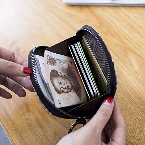 Image of Auony Coin Purse, Leather Change Coin Pouch Bag Cash Bag Wallet Bag with Key Ring for Girls & Women