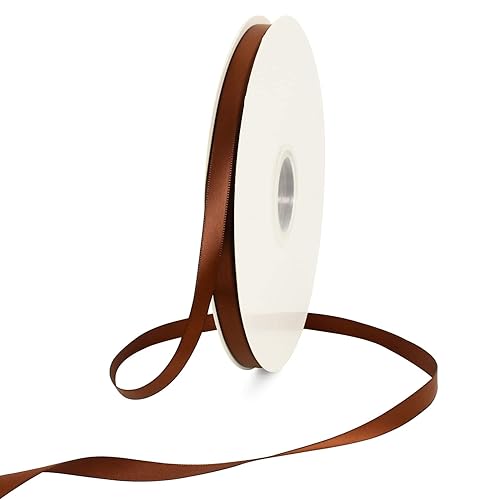 TONIFUL 3/8 Inch x 100yds Coffee Brown Color Satin Ribbon