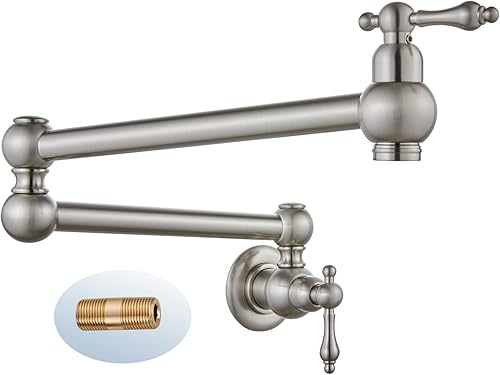 Grifo de llenado de ollas de cromo pulido, montaje en pared, clásico, plegable, estirable de acero inoxidable, grifo de fregadero de cocina de