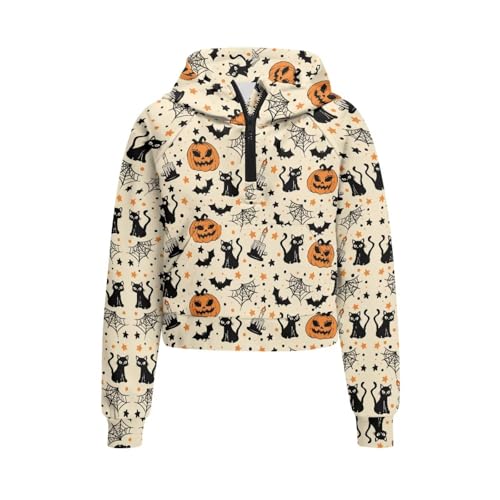 Girl's Zip Up Sweatshirt Kids Cropped Hoodies Trendy Clothes Size 5-14Y Fall Long Sleeve Pullover Tops Fall Coat3