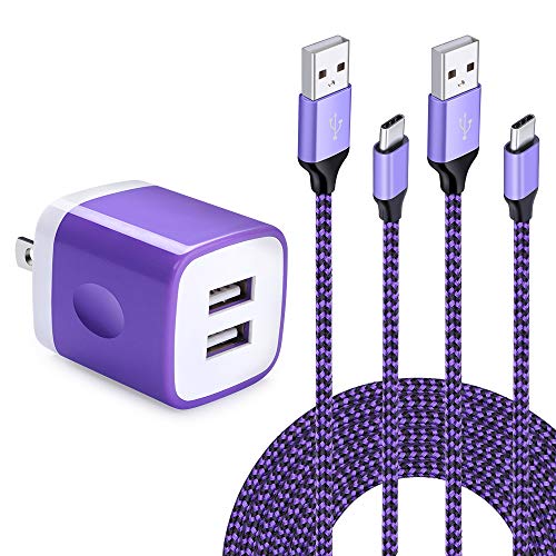 USB Wall Charger Phone Adapter Charging Block Brick Plug with 2Pack 6Ft Type C Charger Cable Cord Replacement for Samsung Galaxy S10e/S9/S8/Note10,Google Pixel 4/4XL 3/3aXL,LG/G8/G7/V40/V50,Moto Z4/G7