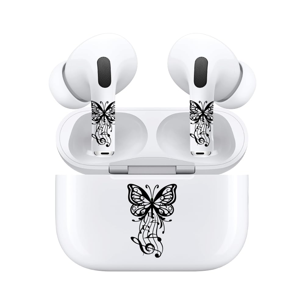 AirSkins Cute Stickers for AirPods 3 - Butterfly Headphone Stickers & Music Notes Decals, Butterfly Stickers, Cute Decals for Headphones