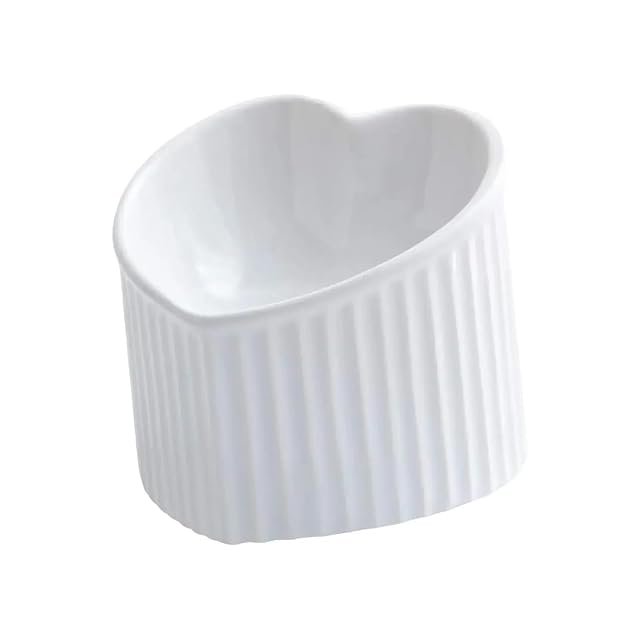 Cuenco de cerámica inclinado para gatos con forma de corazón, antideslizante, lindo para gatos, gatitos
