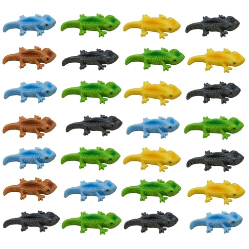 Pinenjoy 60Pcs Miniature Lizard Figurines Mini Resin Lizards Figures for DIY Birthday Cake Topper Fairy Garden Moss Landscape Dollhouse Party Decorations Easter Crafts