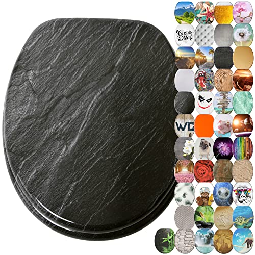 Sanilo Soft Close Toilet Seat, Wide Choice of New Toilet Seats, Stable Hinges, Easy to Mount (Granite)