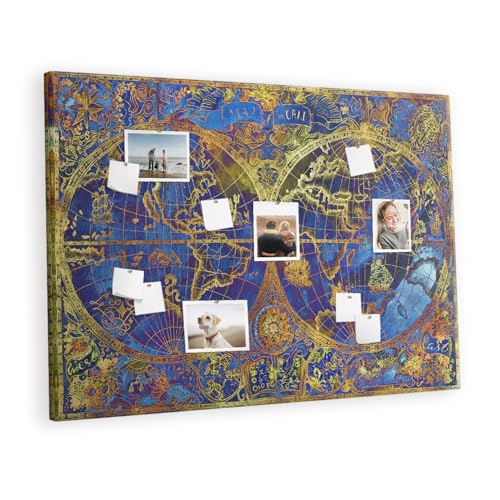 Planche en liège 140x100 cm horizontale avec fond de carte de l'atlas et cadre métallique