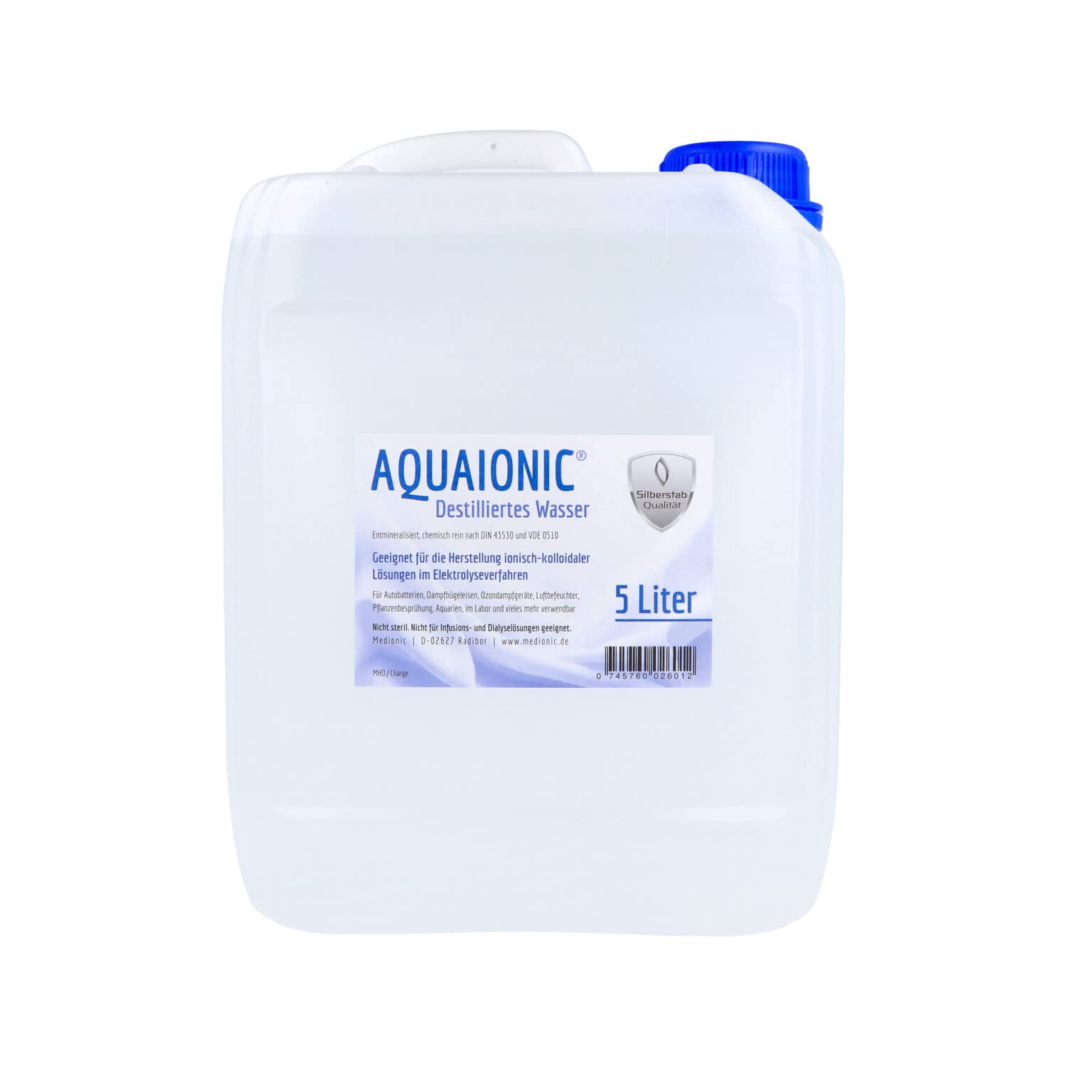 Destilliertes Wasser - 5 Liter - Aqua dest