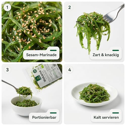 Takori Goma Wakame Salat 1 kg tiefgekühlt, mariniert mit Sesam, Algensalat für Sushi, Bowls und Beilagen, zart-knackige Textur, portionierbar – Bild 5