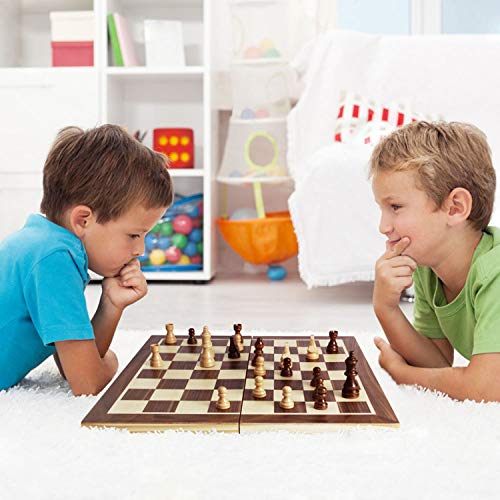 Asney Upgraded Magnetic Chess Set, 15" Tournament Staunton Wooden Chess Board Game Set With Crafted Chesspiece & Storage Slots For Kids Adult, Includes Extra Kings, Queens & Carry Bag (15“) #TOP4