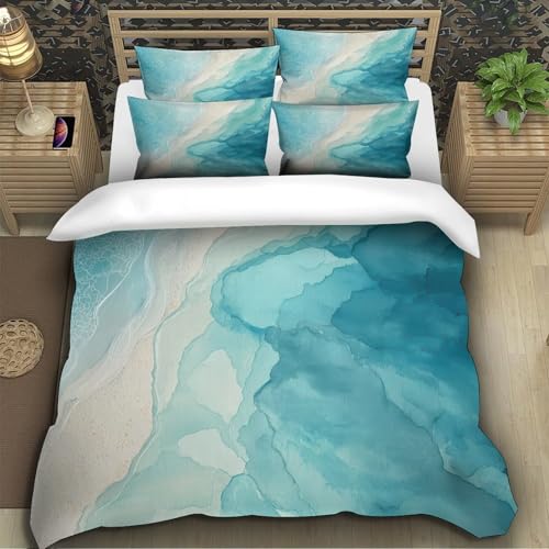 Housse de couette 200x200 surf 3D en microfibre pour lit double ado sur le thème de la plage