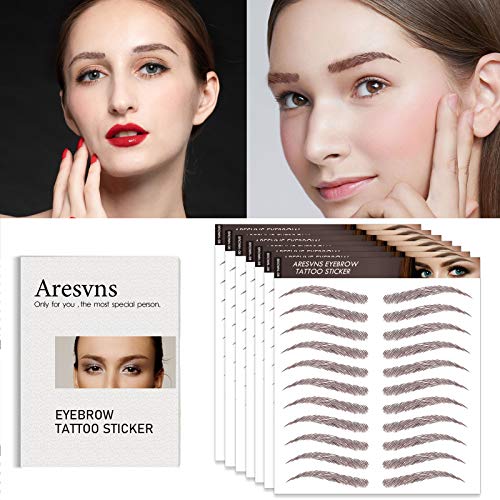 Aresvns Eyebrow Tattoo Sticker,4D Tattoo Eyebrows Newly Improved 77 Pairs! Reddish Brown(Chocolate Color) Eyebrow Tattoo Sticker,Suitable Sizes,Waterproof And Long-Lasting 3-5 Days #TOP2