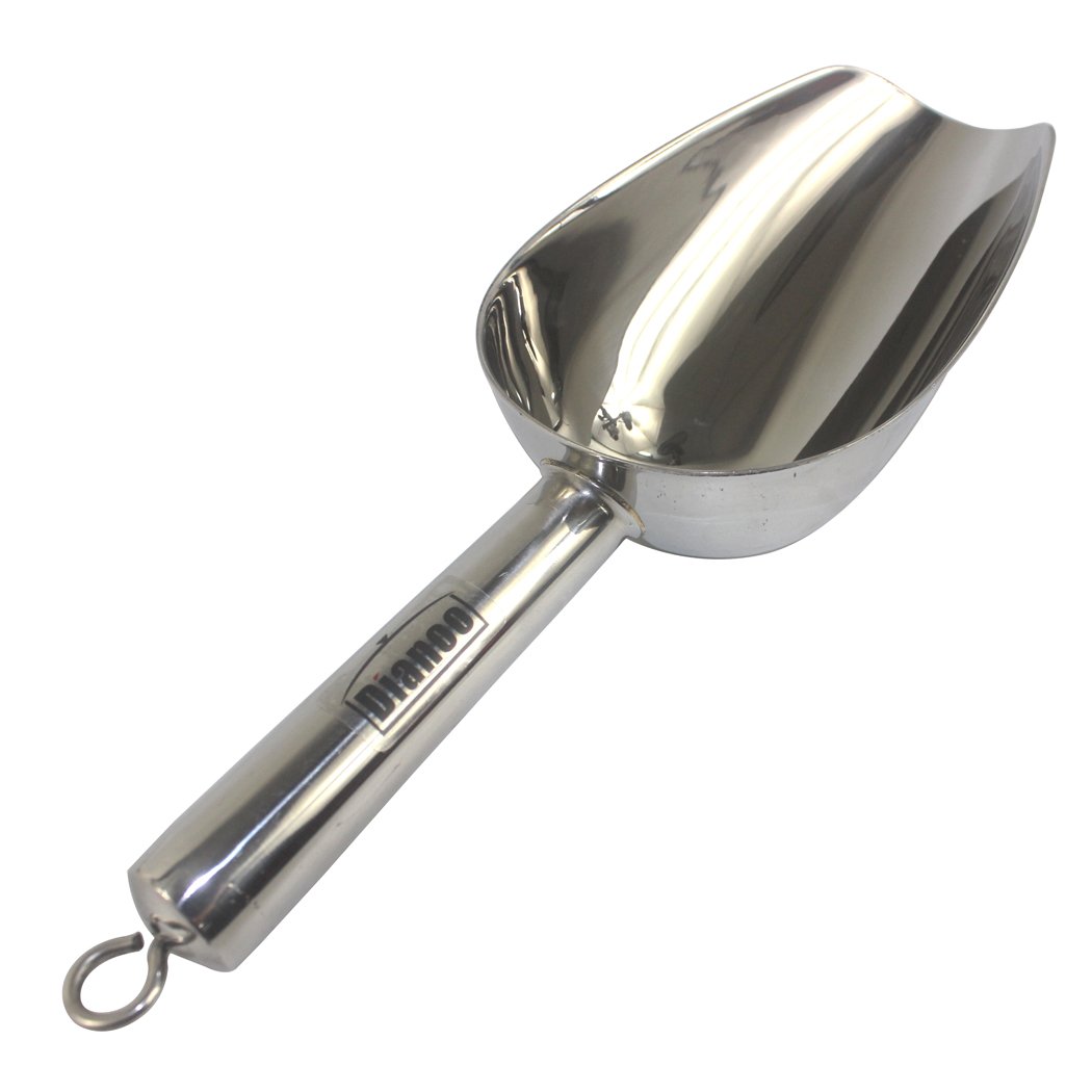 Dianoo Stainless Steel Ice Scoop, Heavy Duty High Polish Dry Goods Scoop, Candy Scoop, Grain Scoop, flour Scoop and beans Scoop - 1PCS Medium