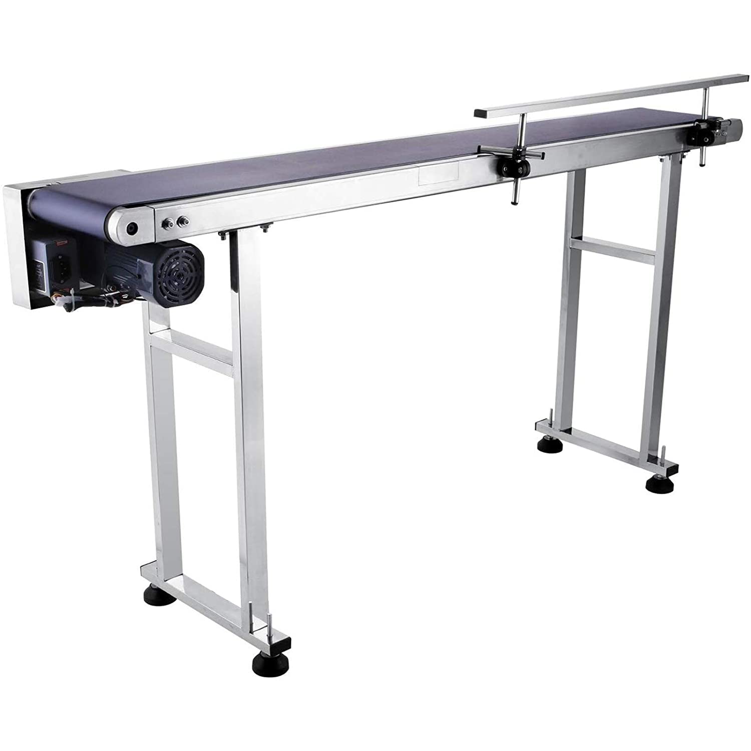 VEVOR Bande Transporteuse Convoyeur à Bande Electrique Table de Convoyeur 0-25M / min Convoyeur en Acier Inoxydable Ceinture en PVC Antistatique Motorisée avec Double Garde-corps (150 × 25 × 75 cm)