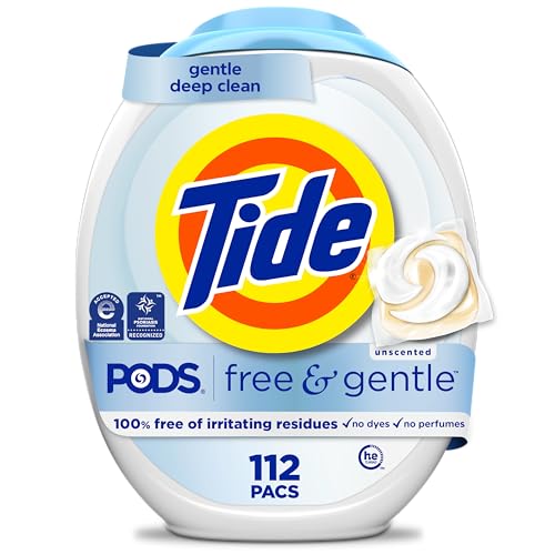 Tide PODS Free & Gentle Laundry Detergent Soap Pacs, 112 Count, Tide PODS Laundry Detergent, Laundry...