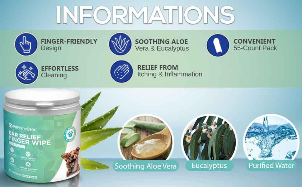 Pet Finger Wipes for Dogs Ear Relief Aloe Vera  Eucalyptus Infusion Pet Grooming Wipes Remove Debris  Ear Wax Soothe  Deodorize 55count Pack  Cucciolini Doodles Pet finger wipes for dogs ear relief aloe vera  eucalyptus infusion pet grooming wipes remove debris  ear wax soothe  deodorize 55 count pack   cucciolini doodles