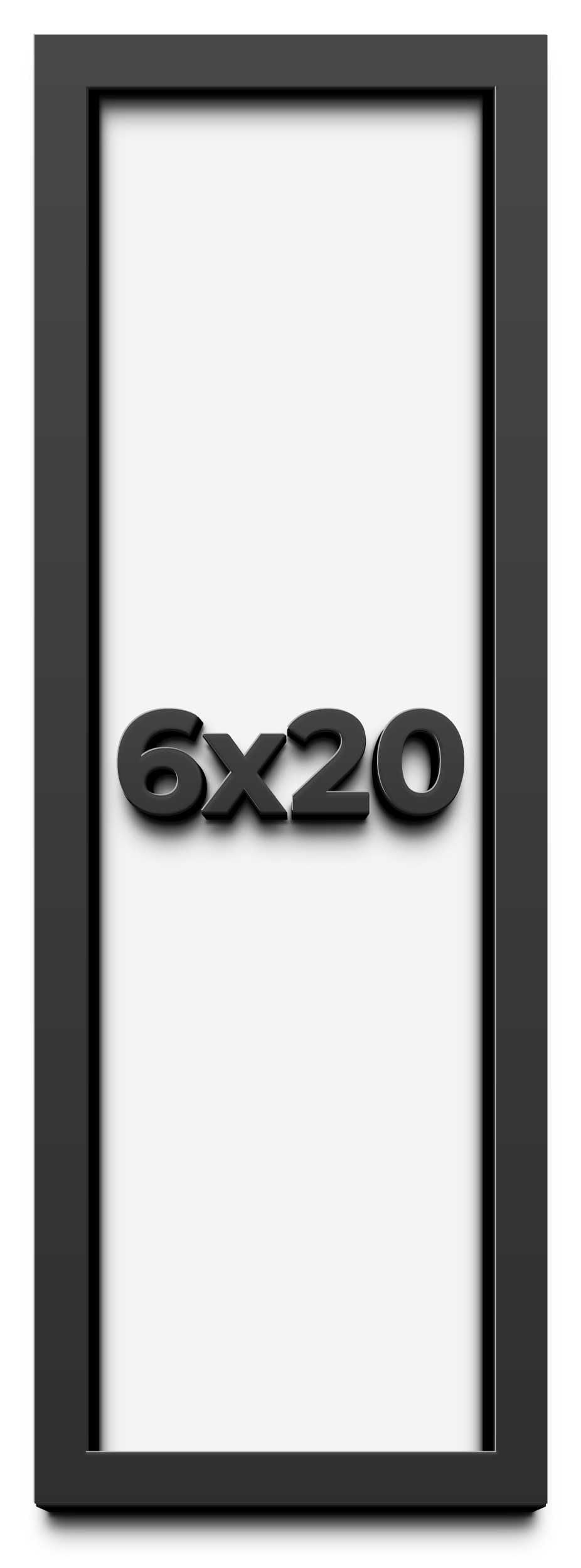 6x20 Shadow Box Black Solid Wood Display Frame | 1 Inch Deep Shadowbox | UV Resistant Acrylic Plexiglass, Acid Free Backing, and Hanging Hardware |