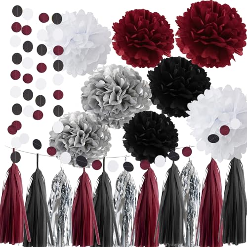 Graduation Party Decorations Maroon Black 2024/Burgundy Black Graduation Decorations 2024 Maroon Graduation/Burgundy Black Birthday Party Decorations Wedding