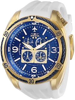 Invicta Men's Aviator Stainless Steel Quartz Watch with Silicone Strap, White, 32