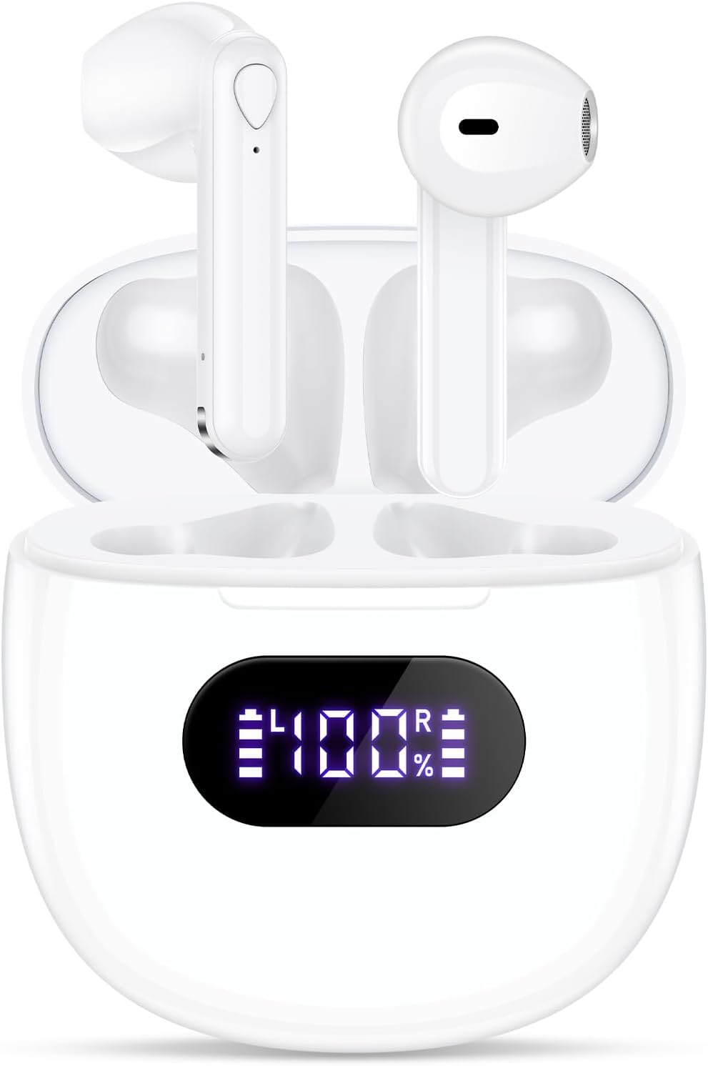 Wireless Earbuds, Bluetooth 5.3 Headphones in Ear with 4 ENC Noise Cancelling Mic, Bluetooth Earbuds 40H Playtime, 2024 HiFi Stereo Deep Bass Wireless Earphones, IP7 Waterproof USB-C Fast Charge White