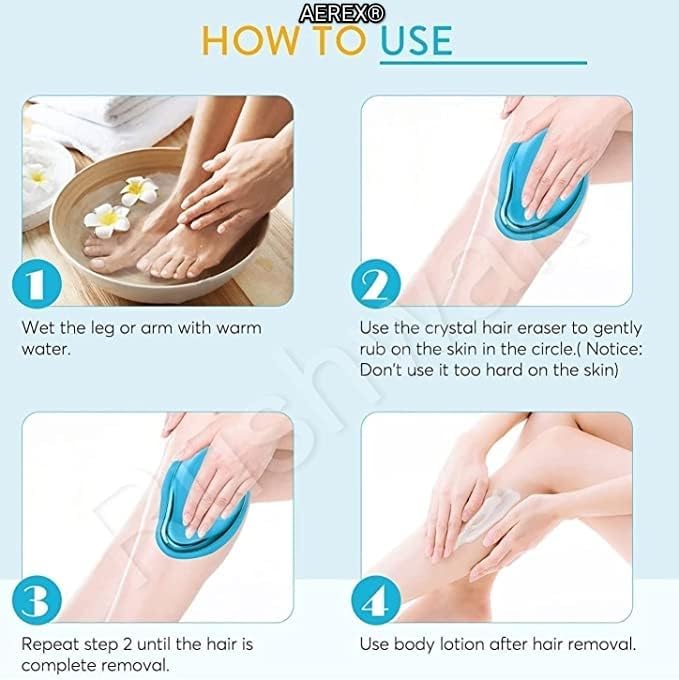 Worldwide e-Mart Crystal Hair Eraser for Women and Men, Painless Magic Hair Remover Stone For Women, Quick and Easy Crystal Hair Remover for Back Legs Arms, Reusable and Washable (Multi-Color) 1