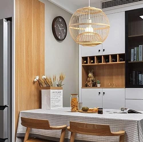Woven Rattan Pendant Light, Kitchen Island Hanging Lights Living Room Chandelier
