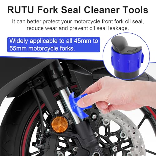 Image of RUTU Motorcycle Fork Seal Saver Cleaner Front Fork Seal Clean Tool Shock Repairing Absorber Tool 45mm-55mm 2pack Blue