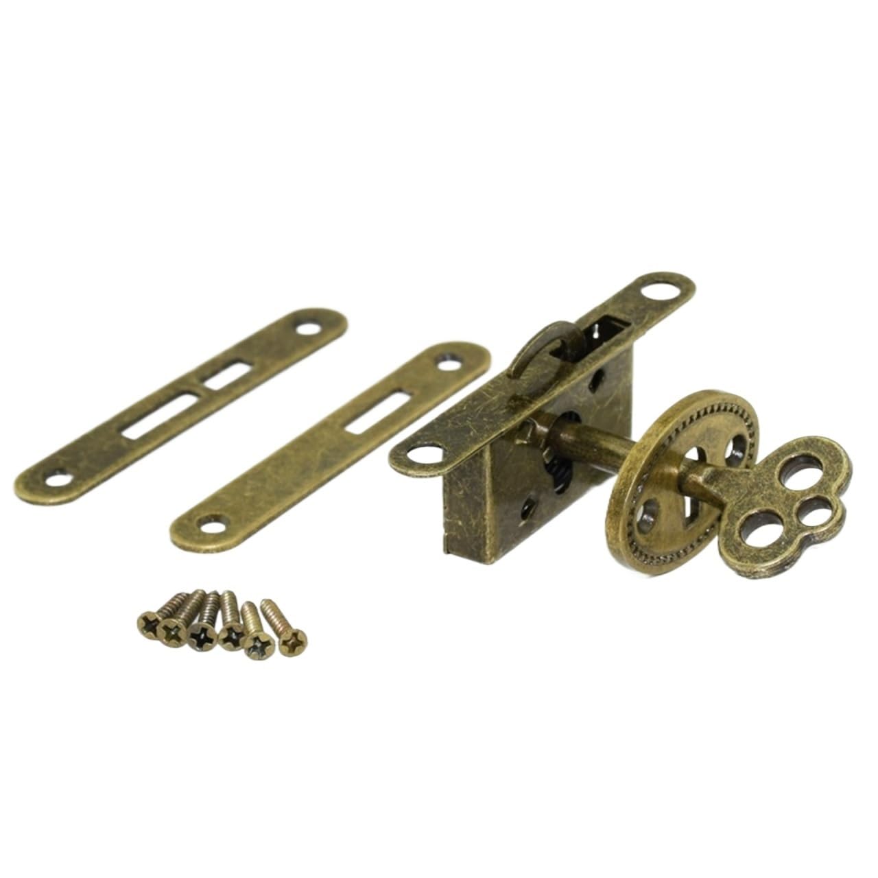 Serrure en bronze pour boîte en bois W-018-E - Fermoir et ferrure de quincaillerie coffret