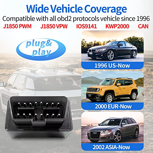 Elm 327 Bluetooth Obd2 Scanner, Aucarauto Car Auto Diagnostic Scan Tool For Iphone & Android, Wireless Check Engine Light & Fix Code Reader For All 1996 & Newer Vehicles - Black #TOP3