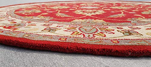 Image of Classical Look Handmade Round Carpet with Super Soft & Pure Woolen Carpet for Your BEDROOMS & Living Room with 1 INCH Pile Height 4 X 4 FEET (120x120 cm) Multi