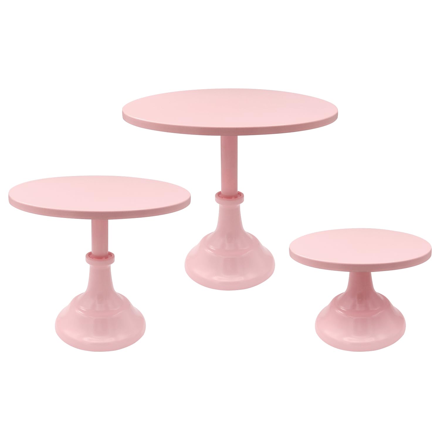 3 Stück rosa Kuchenständer, Metall-Kuchenständer-Set für Desserttisch, 20,3 cm, 25,4 cm, 30,5 cm, runder Kuchenhalter, Dessertkuchen, Pizza-Präsentationsständer für Party, Hochzeit,