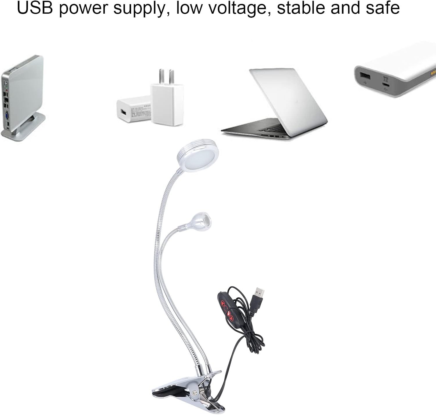 Zerodis Desk Clip on Lamp, Dimmable LED Book Reading Light with Flexible Gooseneck Night Clamp Light for Table Bed Headboard Computers