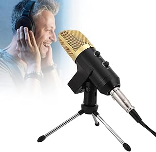 ASHATA Unidirectional Condenser Microphone Voice Recording Studio Mic for PC Computer,Recording Microphone Studio Microphone With a Tripod,Computer Microphone With Low Noise,Wide Dynamic Range