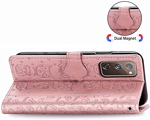 YIETI Capa carteira para Samsung Galaxy A7 2018, couro sintético premium em relevo para gatos e cães