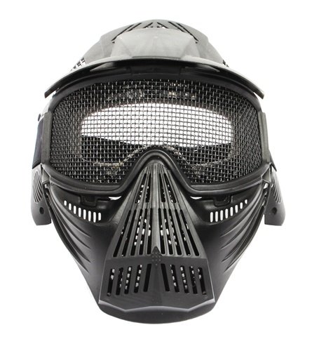 G-Force Complete Protection Modular Tactical Face Mask w/ Tactical Wire Mesh, Full Neck Guard & Visor - BLACK