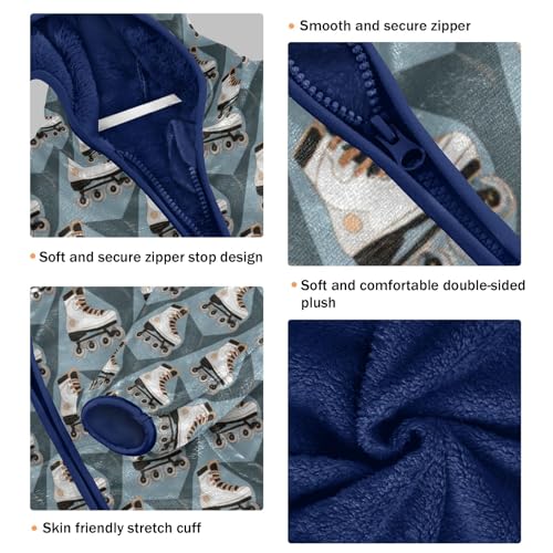 Roller Skates Pattern Print Design(1) Toddler Fleece Jacket Girl Boys Hooded Fleece Jacket Coat Warm3