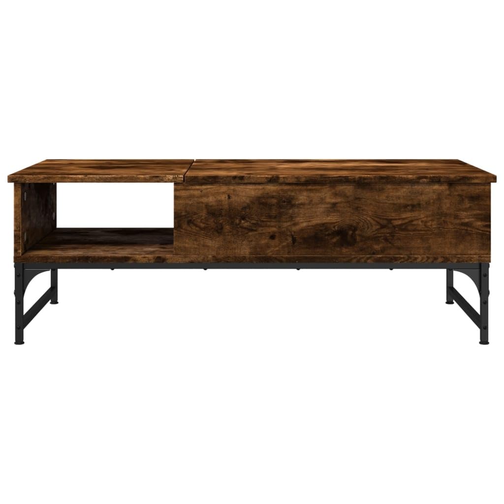 Homgoday Table basse en chêne fumé 100 x 50 x 35 cm en bois d'ingénierie et métal, table d'appoint pour salon, salle de réception d'invités, chambre à coucher et mobilier de bureau