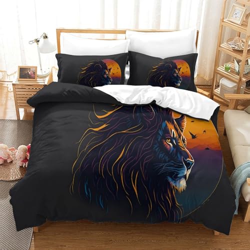 Housse de couette lion avec fermeture éclair parure lit microfibre