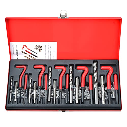 Prokomon 131Pièces Coffret Filet rapporté M5-M6-M8-M10-M12， kit réparation Filetage