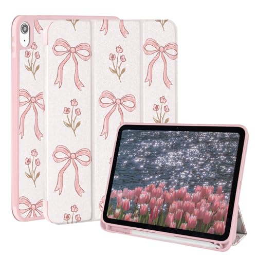 Étui iPad 11 pouces motif fleurs pour étudier et travailler avec porte-stylo