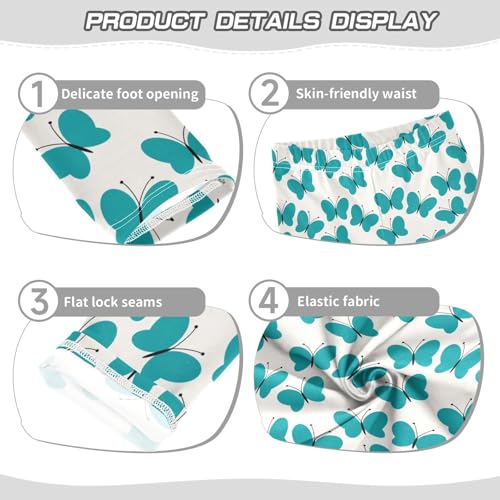 Green Butterfly Girls Leggings,Workout Leggings for Girls Toddler Athletic Leggings Size for 3-10T3