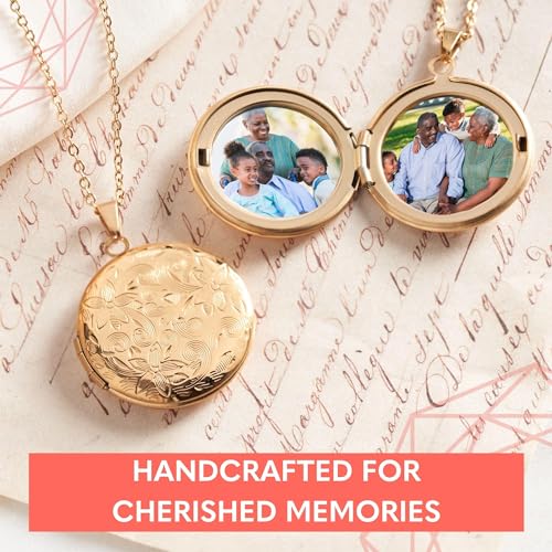 Locket Necklace for Women Girls, 18” Jewelry Chain, Picture Photo Inside, Cadenas para mujer, Personalized Custom Name Gold Locket, Customized Couples Locket, Silver, Rose Gold, Gold3