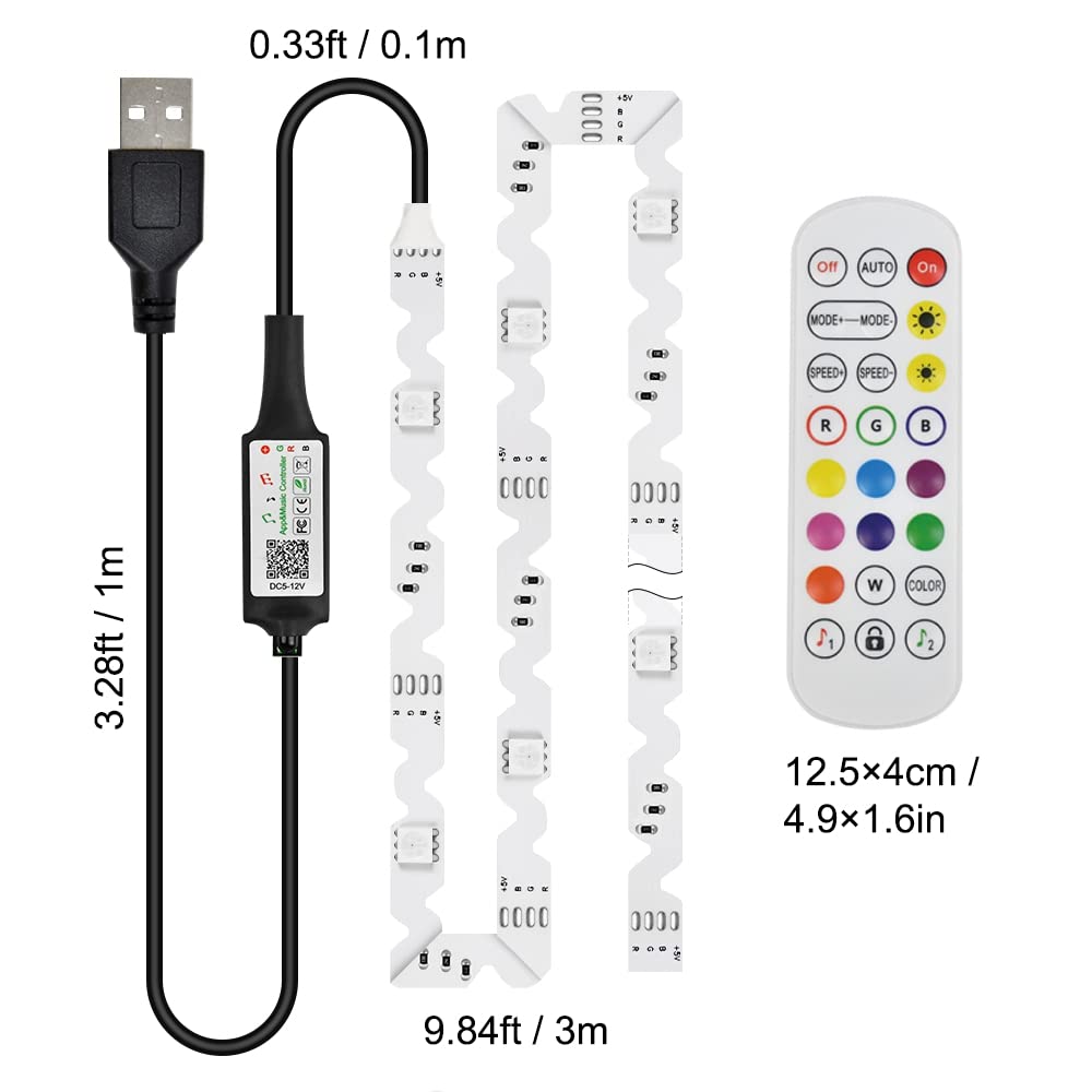 Striscia LED RGB per retroilluminazione TV, per TV da 60 fino a 80 pollici, 5 m/16.4 ft USB, controllo app, illuminazione bias per HDTV, schermo PC, sala giochi, decorazione della stanza