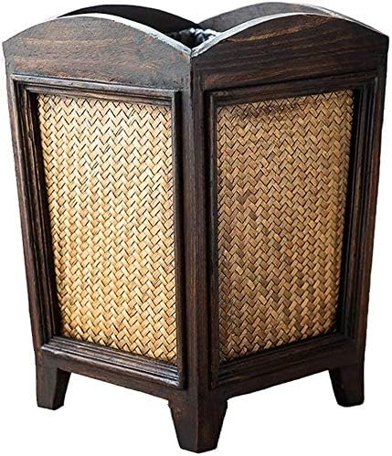 Amazon 木製竹つるのゴミ箱 レトロなごみ箱手作りごみバスケットコンテナー大容量寝室に適したリビングルームホテル 12 L フタ付きゴミ箱 オンライン通販