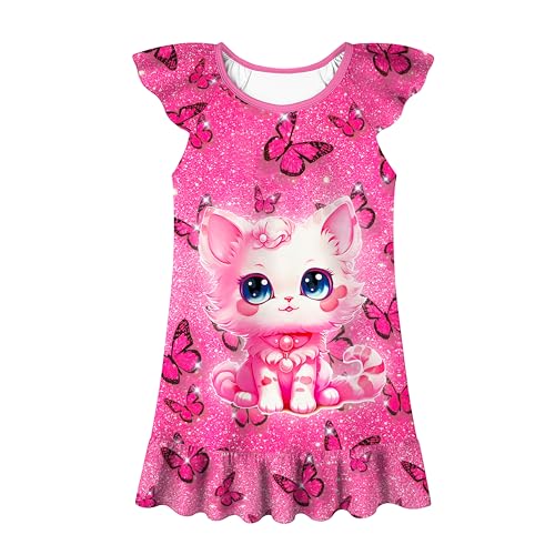 LQSZ Girls Nightgown Flutter Sleeve Sleepwear 3-10 Years