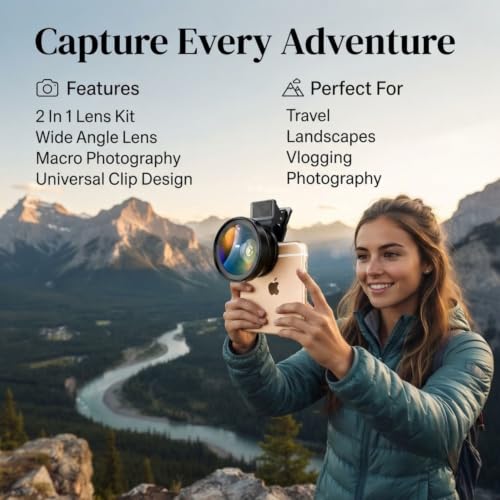Image of Drumstone (𝐁𝐞𝐬𝐭 𝐂𝐡𝐨𝐢𝐜𝐞) 2 in 1 Mobile Camera Lens Kit with Wide Angle and Macro Lens, 37mm HD Clip On Lens for Smartphone Photography Vlogging and Travel,𝟏𝟓 𝐘𝐞𝐚𝐫𝐬 𝐖𝐚𝐫𝐫𝐚𝐧𝐭𝐲