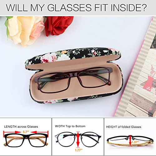Image of Glasses Case Hard Shell Eyeglass Case for Women Fabrics Floral Retro Spectacle Case Box Portable