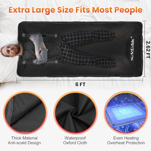 Sauna Blanket, Sauna, Portable Sauna for Home, 86-158℉, 20-60 Minutes Timer, 6 ft x 2.62 ft